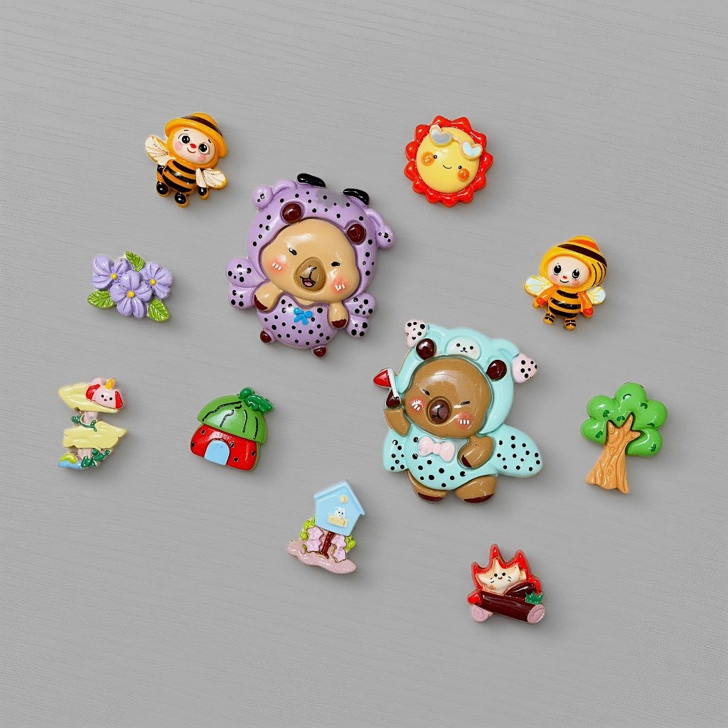 Set Charm Capybara Khu Vườn Nhỏ Charm Crocs Capybara Dễ Thương Charm Gắn Dép Crocs Cute Phụ Kiện Crocs Capybara Ong Mật