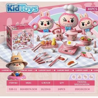 Đồ chơi nhà bếp có âm thanh KidToys Hình Gấu & Labubu – bộ nấu ăn mini cho bé