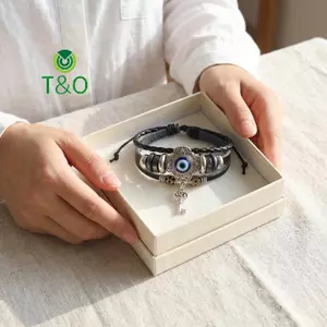 Vòng tay dây da mắt hoa xanh phong cách Thổ Nhĩ Kỳ dành cho nam giới có thể điều chỉnh thủ công để bảo vệ hàng ngày và Lu [mới]