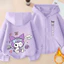 Kuromi Girls Zip Áo Hoodie hoạt hình Áo khoác có mũ trùm đầu thời trang Trang phục thường ngày cho trẻ em