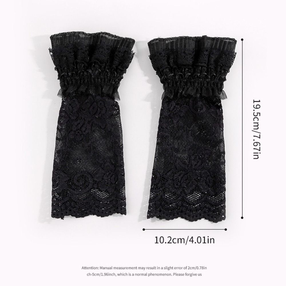 MERIGGIARE Ren Cuff, Dài Với Ruffles Tay Áo Vòng Tay, Thời Trang Thêu Trắng Đen Giả Cuff Nữ
