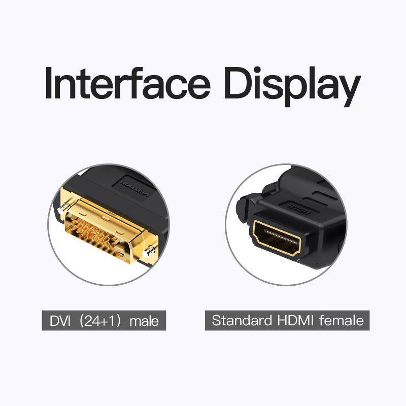 Bộ Chuyển Đổi DVI 24+1 / 24+5 Sang HDMI Vention Mạ Vàng Hỗ Trợ Full HD 1080P Cho PC Máy Chiếu PS3
