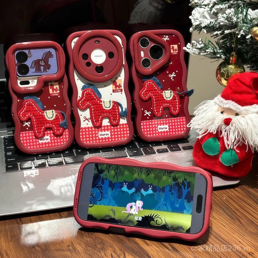 Thích hợp cho iPhone17ProMax Ốp điện thoại 16 / 15 Red Pony 14 / 13 Giá đỡ kép 12 / 11 Mới