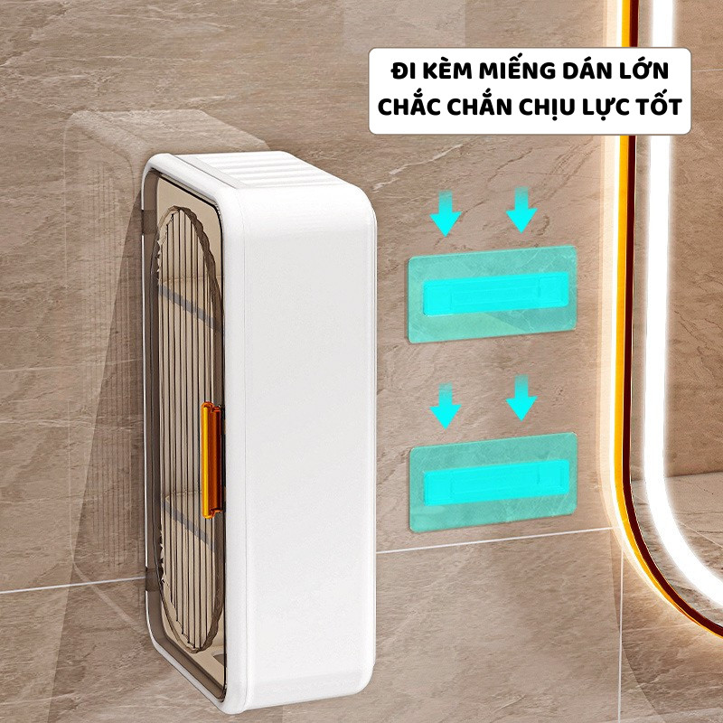 Tủ Kệ Treo Tường Phòng Tắm ENODA HOME, Tủ Kệ Trong Suốt Đựng Mỹ Phẩm Kèm Miếng Dán Treo Tường HTREO001