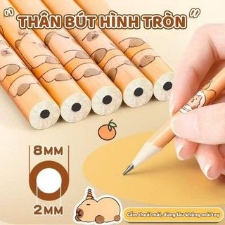 Bút chì cho bé lớp 1 loại gỗ HB - Bộ 12 cái Gỗ tự nhiên chất lượng cao, hình ảnh ngộ nghĩnh trên thân bút