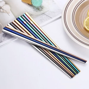 Yoo 5 Đôi Chống Trơn Trượt Cầm Đũa An Toàn Thép Không Gỉ Dao Kéo Thực Tế Kim Loại Bộ Đồ Ăn Phụ Kiện Nhà Bếp