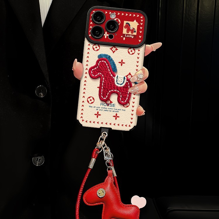 Họa Tiết Pony Dây Thích Hợp Cho 17promax Vỏ Điện Thoại iphone15 Silicone 16 Năm Mới 14 Cửa Sổ Lớn