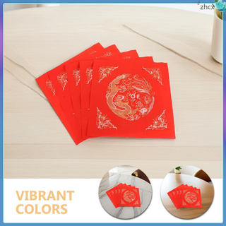 🧧 20Pcs Giấy Đỏ Thư Pháp Hình Vuông Viết Câu Đối Tết Âm Lịch Phong Cách Thư Pháp Trung Hoa Truyền Thống