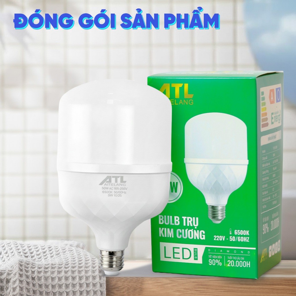 Combo 10 bóng đèn led ATL trụ kim cương 20W,30W,40W, đèn LED siêu sáng,tiết kiệm điện,ánh sáng trắng