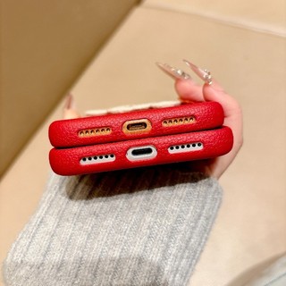 Phiên Bản Năm Mới Da Đỏ Thêu Pony Ốp Lưng Điện Thoại iPhone 17 16 15 14 13 12 11 Pro Max Plus Vỏ Mềm Chống Sốc