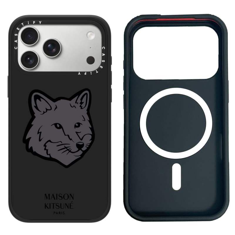 CASECASE X Maison Kitsune Fox Black Case Phiên bản vòng máy ảnh màu đen mờ cứng hút từ tính Vỏ tác động cho Apple IPhone 13 14 15 16 17 Pro Max Air Plus có hộp