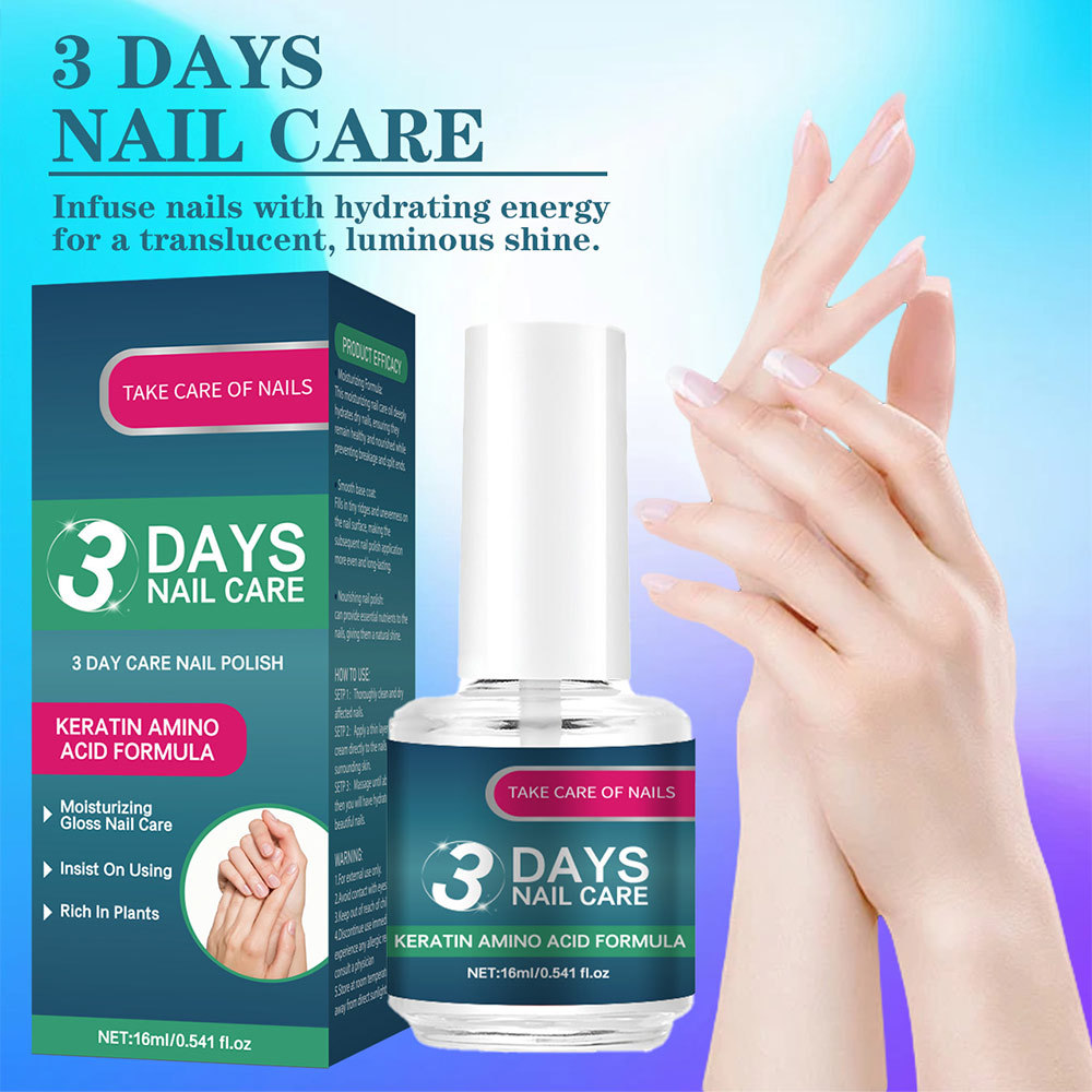 3 Days Nail Care Polish, Keratin Amino Acid Nail Oil, Moisturizing Clear Nail Care Gloss