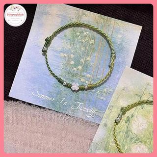 STHB Xanh Lá Bốn Lá Cỏ Ba Lá Handmade Dây Vòng Tay Tinh Tế May Mắn Lắc Tay Trang Sức Quà Tặng VN