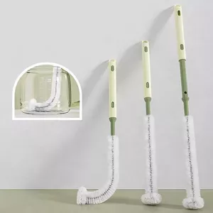 Bàn chải cọ ly cốc đa năng, cán kéo dài 33–40cm, đầu uốn cong làm sạch sâu