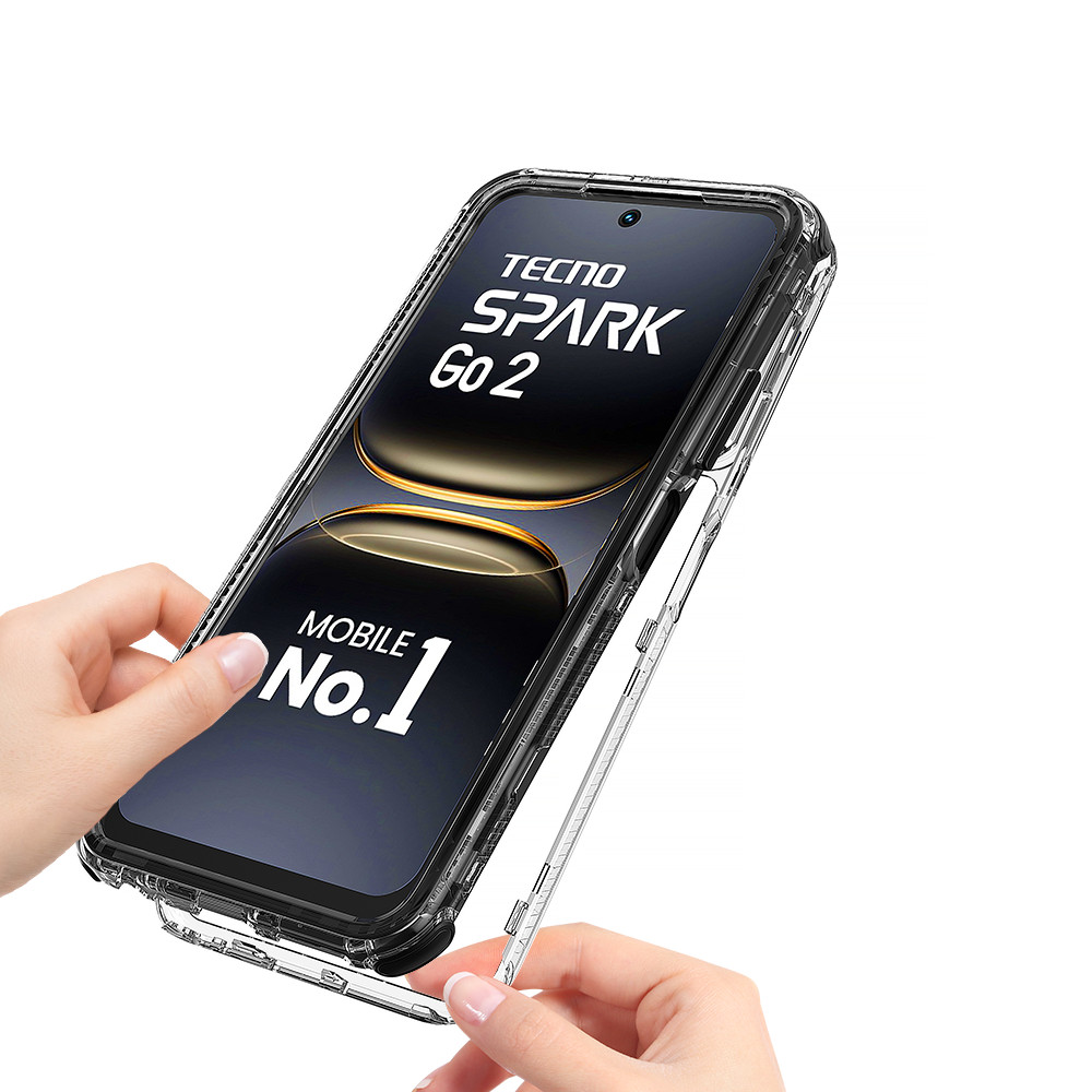 360 3 trong 1° Bảo vệ hoàn toàn cho Tecno POP 10 4G / INFINIX SMART 10 / SPARK GO 2 Vỏ điện thoại chống sốc trong suốt Vỏ bọc thiết kế cản chống sốc