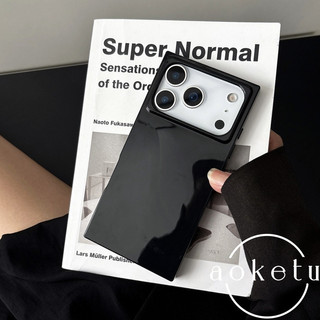Cao cấp tối giản màu đen bóng vuông phù hợp cho Apple iPhone 17 Promax Apple 17 Ốp điện thoại 16Pro mới 15Pro silicone 16Promax ốp bảo vệ chống rơi