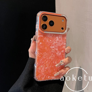 Thích hợp cho Apple 17promax vỏ điện thoại sang trọng iPhone 16pro vỏ màu cam họa tiết 15 bao gồm tất cả chống rơi 14pro / 13 vỏ cứng ống kính đính kim cương
