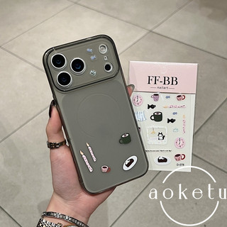 Sáng tạo cửa sổ lớn TPU hình tròn mịn DIY cà phê mèo dán vỏ điện thoại thích hợp cho iPhone 11 12 13 14 15 16 17 Pro max mờ bao gồm tất cả vỏ chống rơi