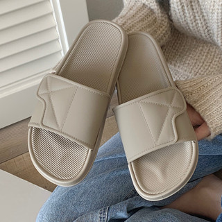 XIXITIAO Dép Dép Đơn Giản Màu Trơn Cặp Đôi Velcro Nhà Đế Mềm Nam Nữ