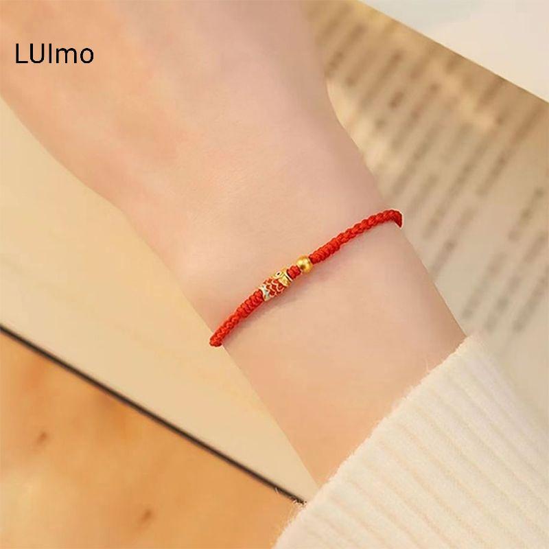 LUImo Tinh Tế May Mắn Sợi Đỏ Vòng Chân Cho Nam Nữ Koi Tay Dây Handmade Dây Vòng Tay Trang Sức Phụ Kiện Quà Tặng SBS