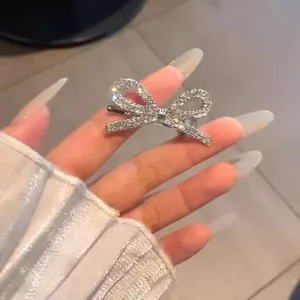 Kẹp tóc có nơ và kim cương giả nhấp nháy, dành cho cô gái