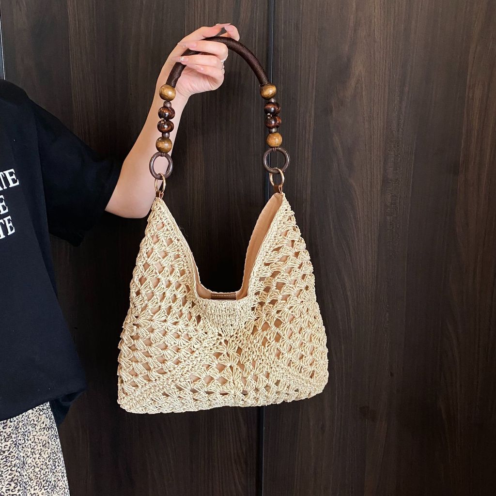 ANCO Túi du lịch công suất lớn dành cho nữ 2026 Mùa hè mới Dây bện Tott Handle Single Shoulder Beach Vacation Fashion