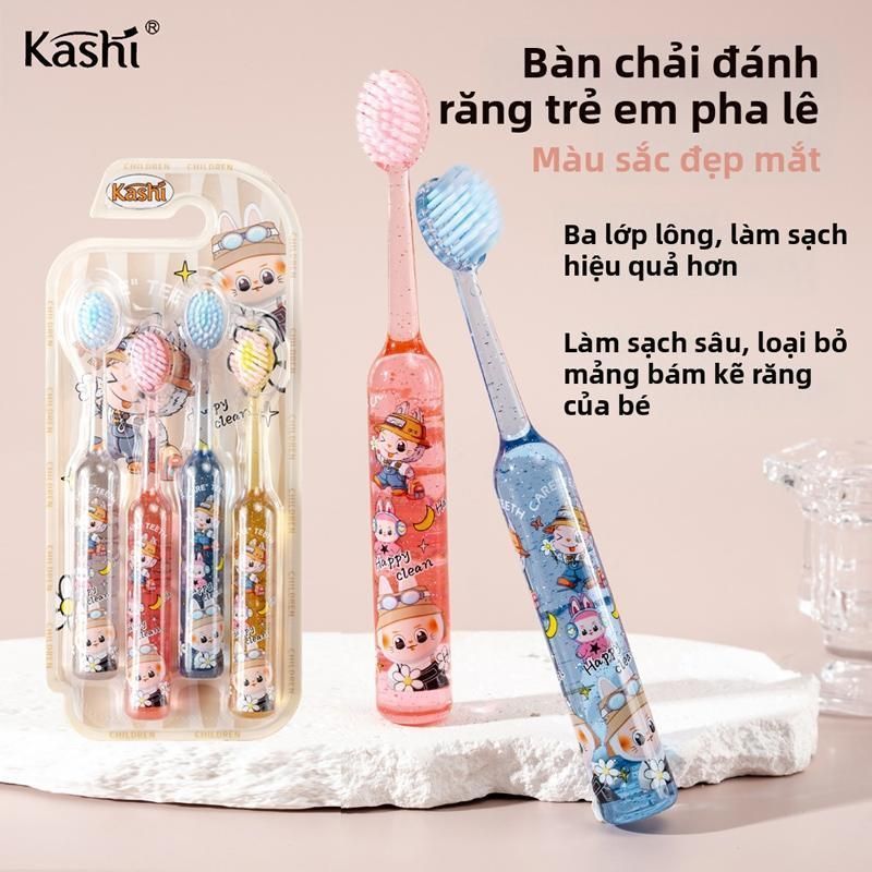 [ Vỉ 4 Chiếc ] Bàn Chải Đánh Răng Trẻ Em Họa Tiết Labubu Ngộ Nghĩnh, Lông Chải Mềm Mại Thích Hợp Cho Trẻ 3-12 Tuổi