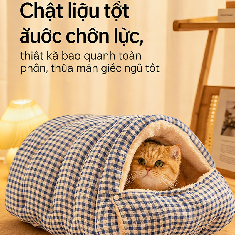Túi ngủ cho mèo, giường cho mèo, giường cho chó, ổ cho mèo & giường thú cưng dùng được bốn mùa, đồ dùng cho thú cưng