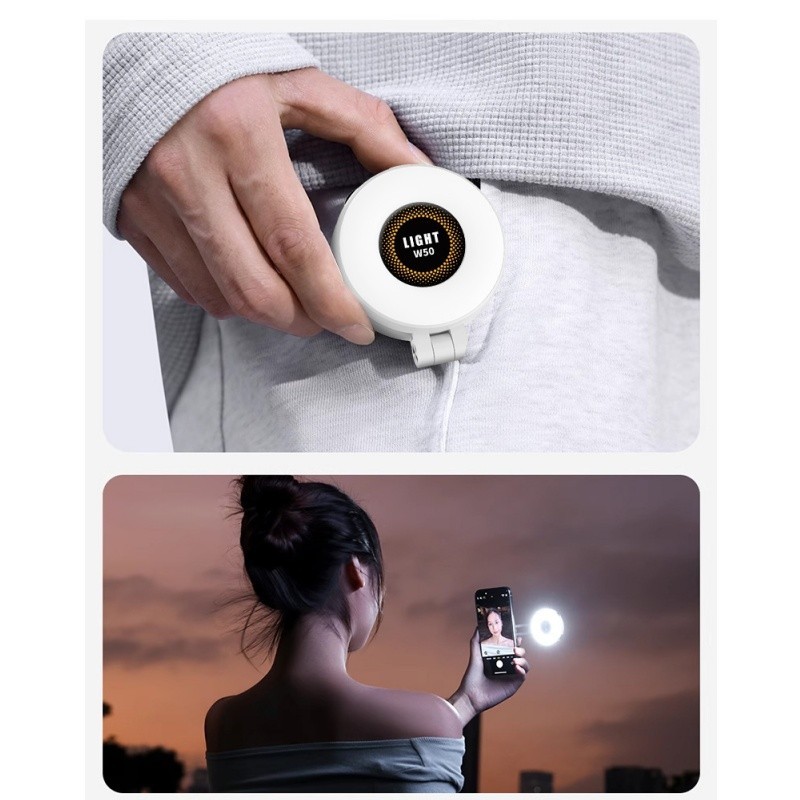 Đèn Selfie từ tính LED,Xoay 180 độ,Đèn bù sáng lật hai màu,Type-C Gương đứng 2 trong 1 đa năng