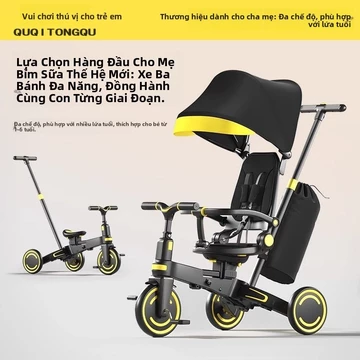 Xe đẩy trẻ em, xe ba bánh, xe đạp có bàn đạp, xe đẩy hai chiều nhẹ, xe đẩy em bé, xe đa năng có thể gấp gọn