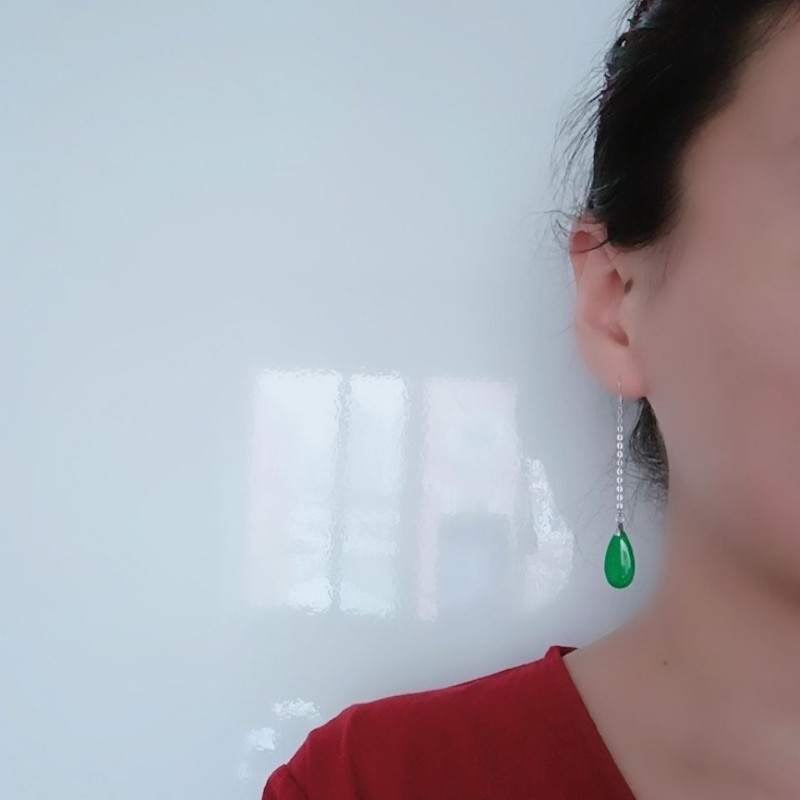 Bông tai thả nước xanh, phong cách sang trọng, đơn giản và cổ điển
