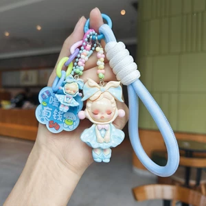 Mới Dopamine Đính Hạt Popmart Acrylic Thẻ Dây Xích Điện Thoại Di Động Móc Khóa Túi Mặt Dây Chuyền Tinh Tế