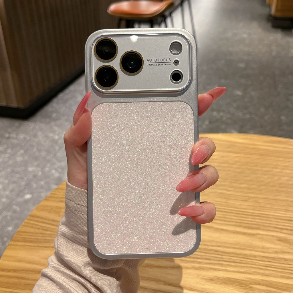 Ốp điện thoại dạng bột lung linh màu hồng hồng cho IPhone 17 Pro Max 17 16 15 14 13 Vỏ bảo vệ chống sốc 9CHH