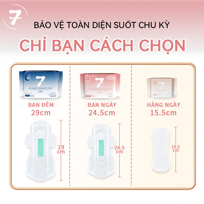 【SevonStory ⑦】Combo 6 gói ban ngày Băng vệ sinh  24.5cm (7 miếng/gói), tích hợp chip bạc hà mát lạnh dễ chịu. Hương hoa tinh tế, thơm nhẹ và lưu hương lâu . Chất liệu mềm mại, thấm hút nhanh sau 3 giây. Băng vệ sinh tàng hình.
