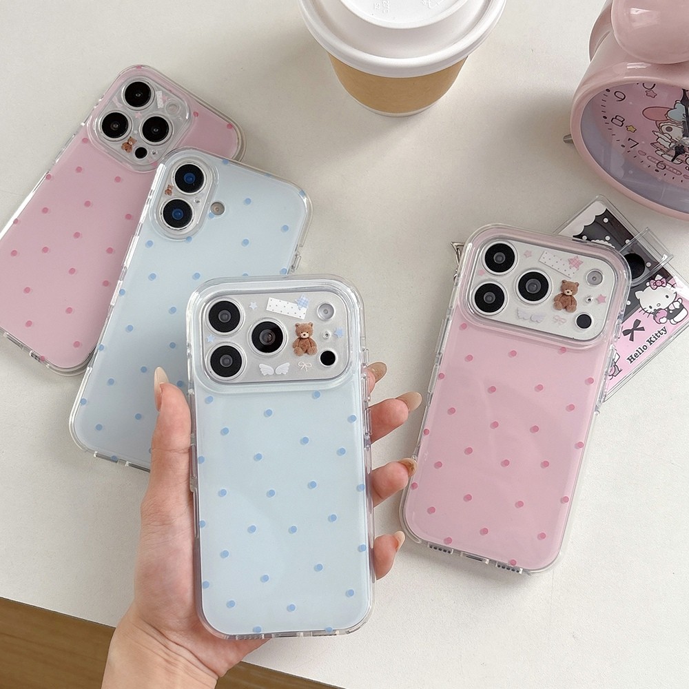 Ốp Điện Thoại Acrylic Gấu Chấm Cho iPhone 17 Pro Max 16 15 Pro Max Vỏ Bảo Vệ Chống Sốc