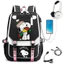 Ba lô đi học Snoopy Ba lô sạc USB Dung tích lớn Học sinh Schoolbag Sách chó con