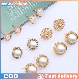 6 cặp thanh lịch pha lê Rhinestone kim Cương Ngọc Trai dấu hiệu tai nhỏ đinh tán bông tai