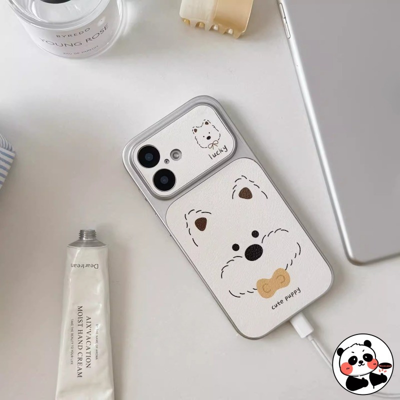Ốp Điện Thoại Da Chó Con Dễ Thương Cho Redmi Note 15 14 14S SE 13 12 Turbo 11 Pro Plus 11T 11S 10 Pro Turbo 5 Max 4 A4 A3 Pro 5G 4G Vỏ Sang Trọng Màu Bạc ins Phong Cách Hoạt Hình Chó Vỏ Mềm