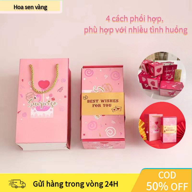 【COD】Hộp quà lì xì bật nhảy bất ngờ bằng giấy cứng cao cấp, dùng để đựng tiền lì xì quà tặng sinh nhật độc đáo.