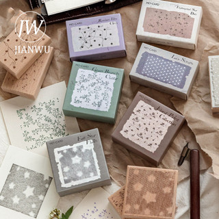 JIANWU The Silent Poems Series Vintage Họa Tiết Hoa Phong Cảnh Chất Liệu Cắt Dán Tem Gỗ Sáng Tạo DIY Tạp Chí Văn Phòng Phẩm