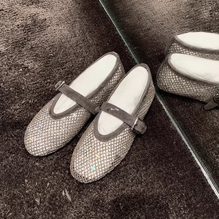 Giày Sandal Lưới Kim Cương Giả Giày Ba Lê Mary Jane Giày Nữ
