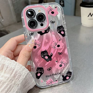 DànhCho IPhone 17 16 15 14 13 12 11 ProMax XR XS Max 7 8 Plus Dễ thương đen mèo lông trường hợp điện thoại