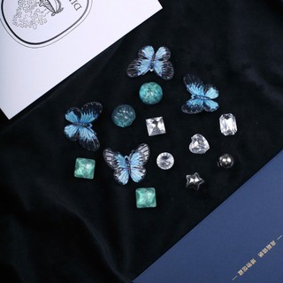 Set Charm Bướm Xanh Đá Pha Lê Cao Cấp – Thiết Kế Tinh Xảo Lấp Lánh Sang Trọng Phong Cách Luxury Trang Trí Dép Đẳng cấp