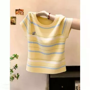 Áo sơ mi nữ phong cách Hàn Quốc, sọc cổ tròn thêu đẹp mắt, chất liệu thoáng mát dành cho mùa hè 2026
