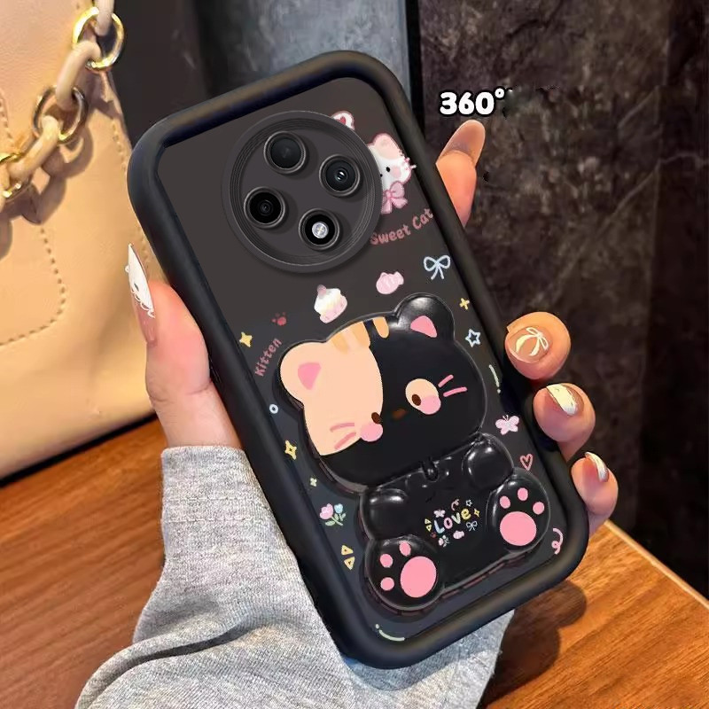 Ốp Lưng Cho redmi note 15 Pro 15C 15a A5 a7 Pro POCO C85X M8 PRO c71 5G Vỏ Điện Thoại Vỏ Mềm Silicon Chống Sốc Thẩm Mỹ Mèo Hoạt Hình Có Giá Đỡ Cho Gương JTMMZJ01