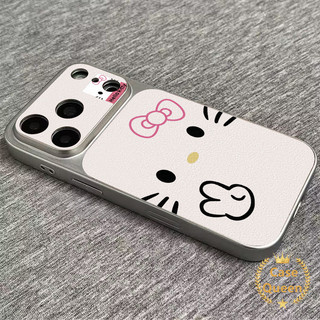 Vỏ hình mèo Kitty hoạt hình đơn giản đáng yêu tương thích cho IPhone XR 17 13 14 12 16 15 11 Pro Max Air 16 15 14 Plus 14 16 12 17 13 Pro Vỏ họa tiết da sáng tạo sang trọng