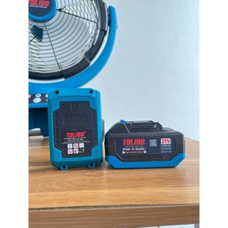 (CHÍNH HÃNG) Quạt tích điện Tolido, vừa dùng pin, vừa dùng điện trực tiếp. 3 tốc độ gió, lồng quạt lớn, có hẹn giờ, quay