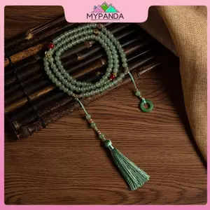 MYPANDA Choker Hạt Pha Lê Xanh Dây Nylon Phong Cách Phật Giáo và Thiền - quà tặng độc đáo