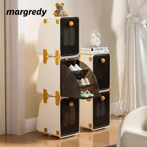 Giá để giày tiết kiệm không gian MARGREDY, Thiết kế xếp chồng chống bụi Tủ giày trẻ em, Chất liệu Acrylic không lắp ráp Hộp đựng giày nhiều lớp trong suốt Tổ chức mầm non