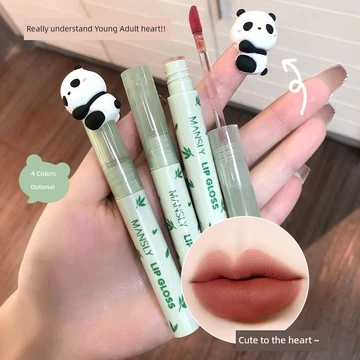 son bóng son bóng lì lâu trôi Gấu Trúc Dễ Thương Son Bóng Matte Velvet Matte White Tiệc Sinh Viên Giá Rẻ Mỏng Ống Môi Giữ Trang Điểm Không Khô